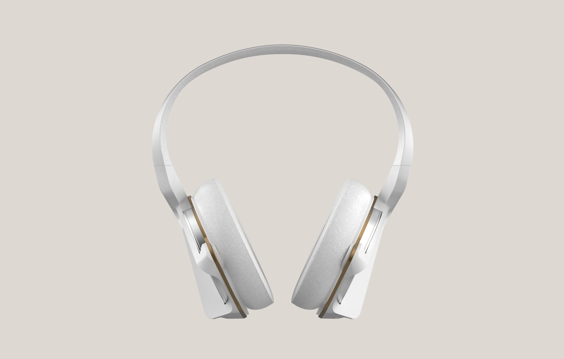 Front view of the P-Frame. The thin profile of the frame contrasts with the thick earpads.